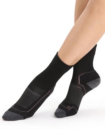 Women's Icebreaker Merino Hike+ Light Crew Socks Black / Monsoon | CA 1520RVDW